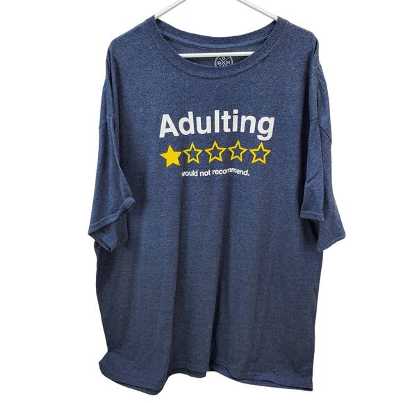 DOM Shirt Mens 3XL Adulting Would Not Recommend Blue Graphic Crew Neck Funny Top - Picture 1 of 6